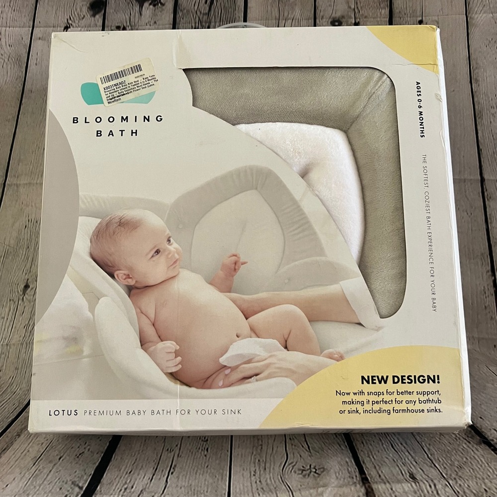 Blooming Bath Lotus Premium Baby Bath for Sink Gray White 0-6 Months